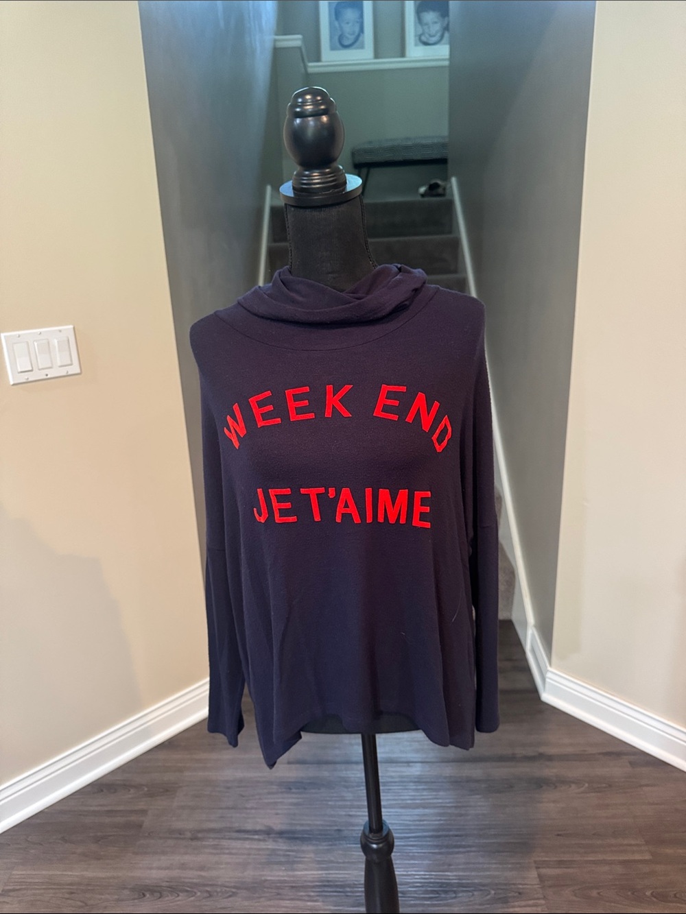 Sundry Navy Pullover with Red Logo Tag